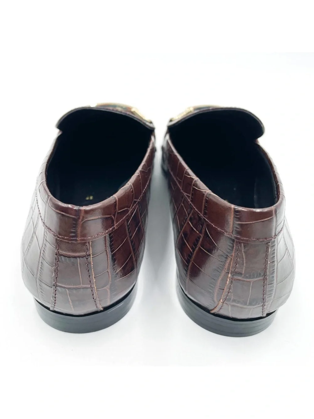 Zara Brown Croc-Embossed Leather Bit Loafers 37 6.5 - Picture 3 of 10